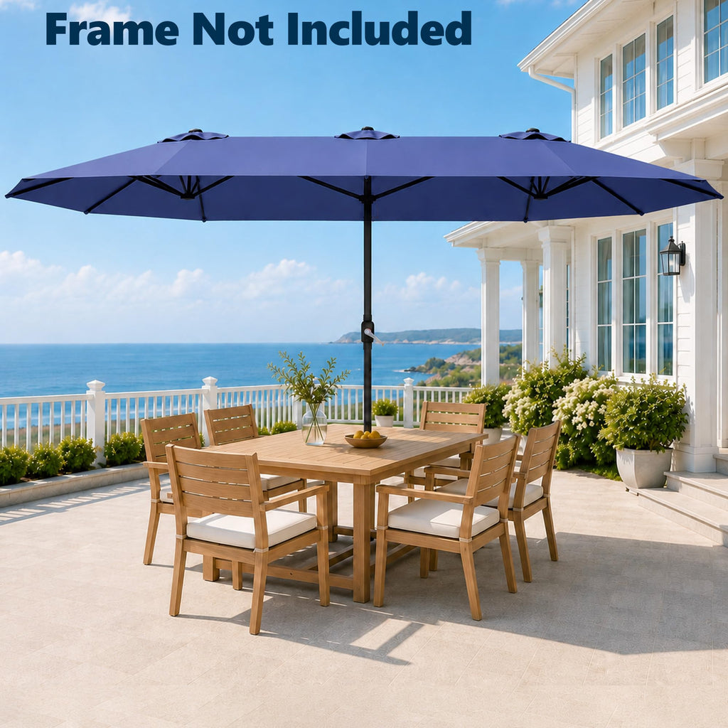 15ft Triple Umbrella Replacement Canopy Double Sided, Blue