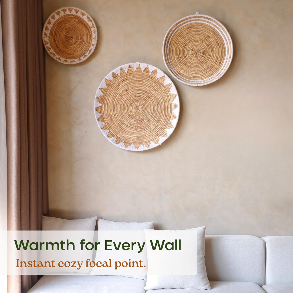 Extra Large Wall Basket Decor Boho Wicker Wall Hanging Set 3