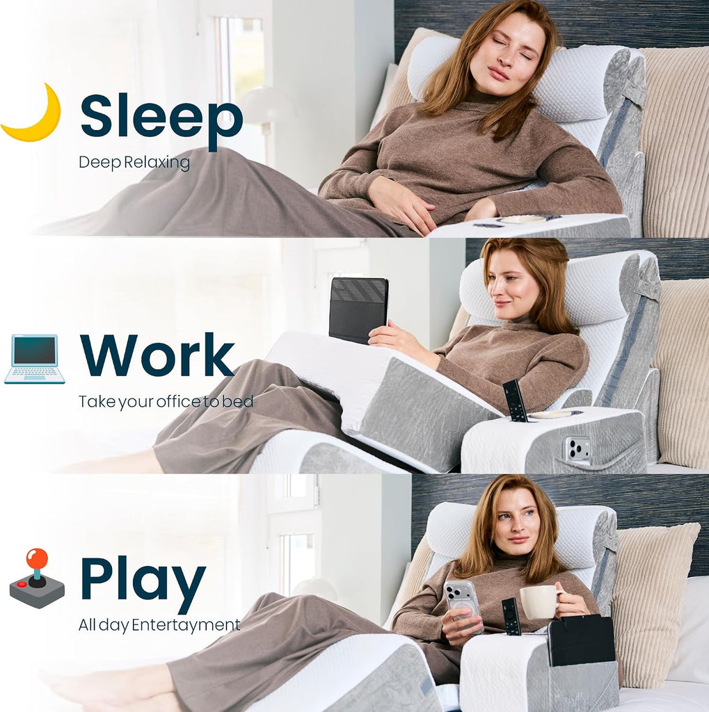 9-Piece Orthopedic Wedge Pillow Set - Memory Foam for Back & Leg Support | Post-surgery & acid reflux support | Sit