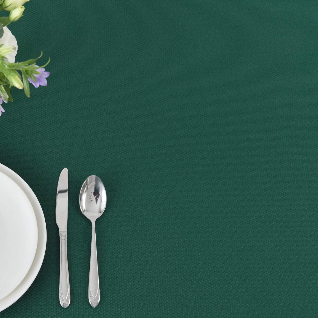 2 Pack Rectangle 52 x 70 Inch Hunter Green Textured Christmas Tablecloth Spillproof Wrinkle Free Table Cloth Dining