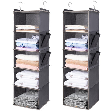 Hanging Closet Organize and Shelves,5-Hanging Shelf(2 Pack,Grey)