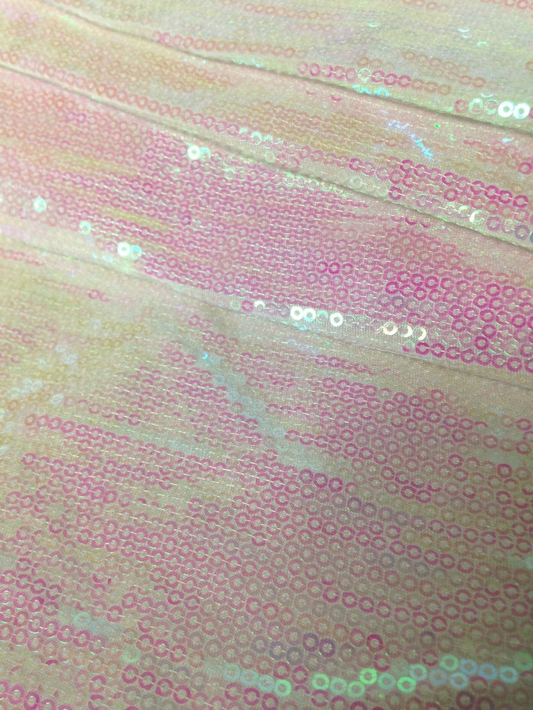 3mm Micro Mini Holographic Sequins on Stretch Polyester Spandex Jersey Fabric (Pearl White)