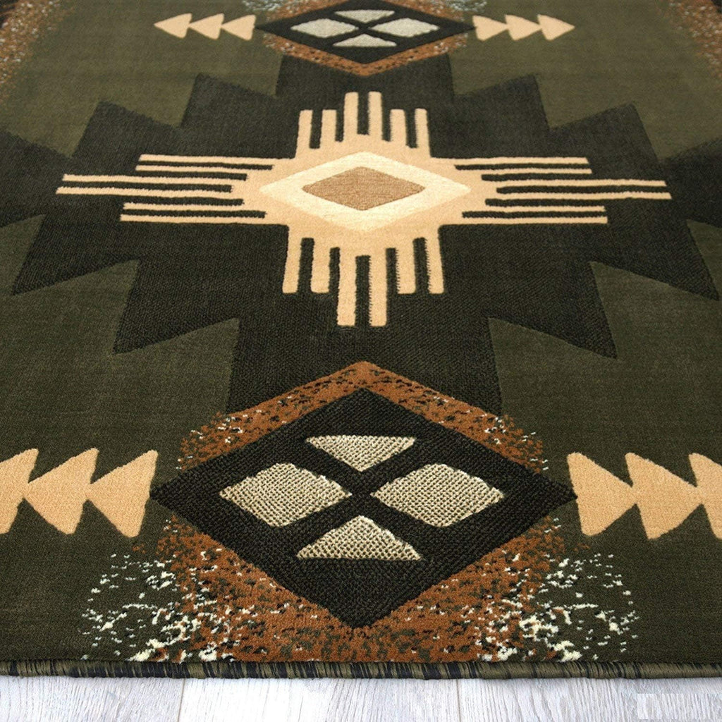 Southwestern Navajo Aztec Native American Geometric Area Rug Sage Green (5 Feet 3 Inch X 7 Feet 5 Inch)