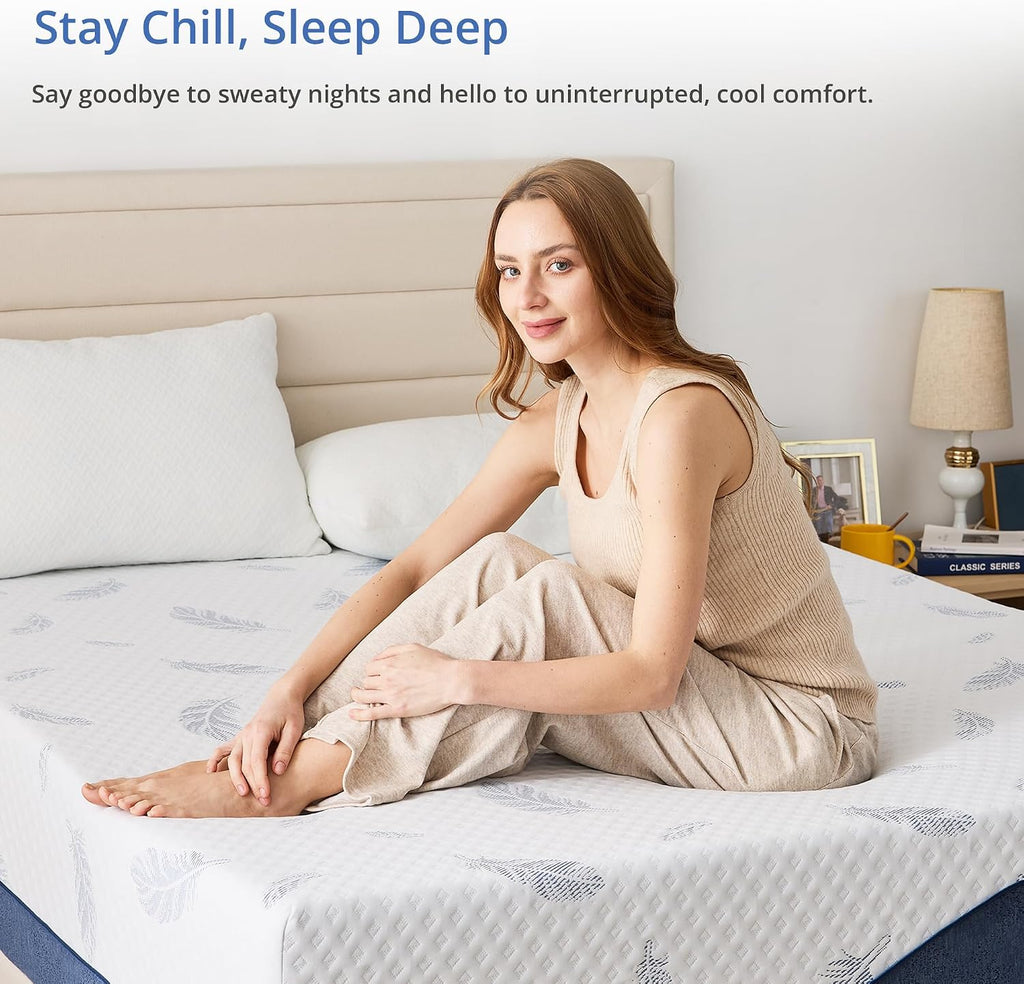Queen 12" Gel Cooling Memory Foam Mattress Fiberglass Free Medium | Back Pain Relief, Breathable Removable Cover
