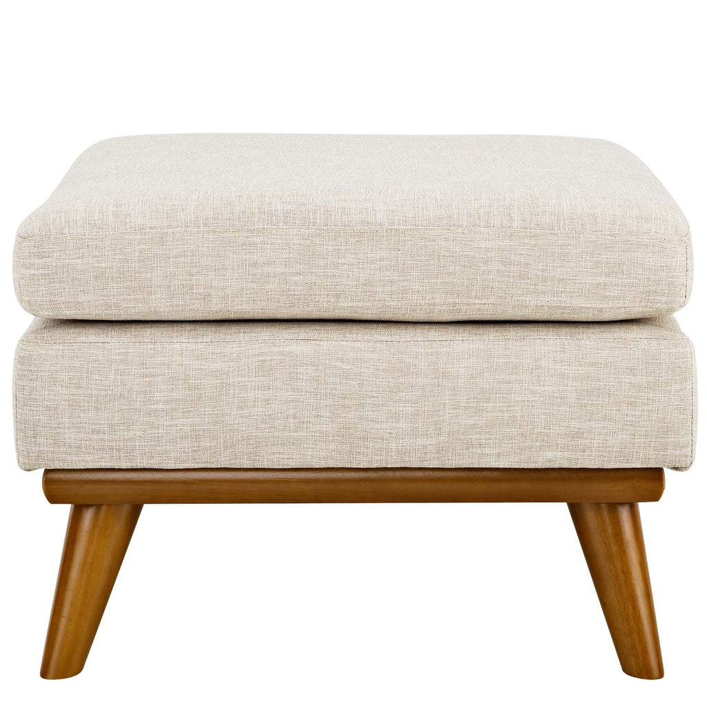 Engage Mid-Century Modern Upholstered Fabric Ottoman in Beige