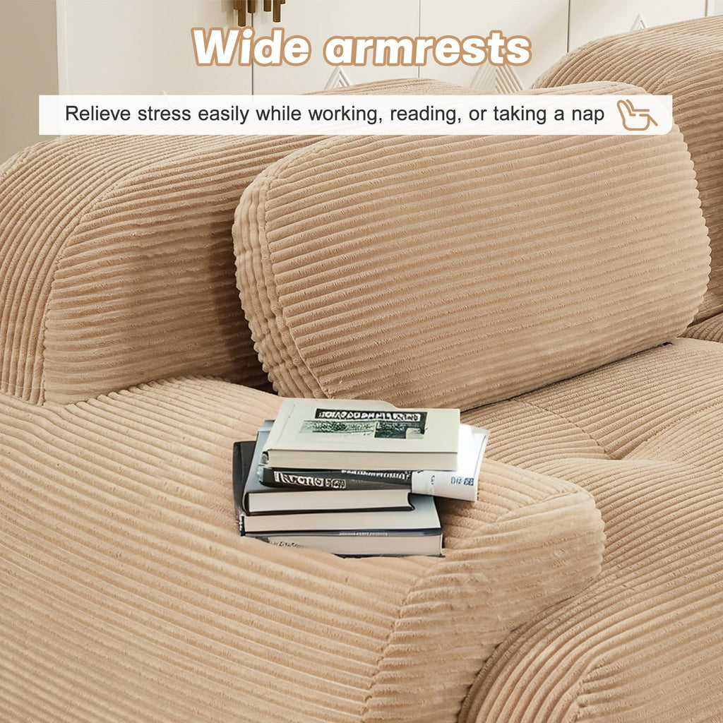 152.7 Inch U-Shaped Modular Sectional Sofa, 4-Seater Boneless Couch, Camel