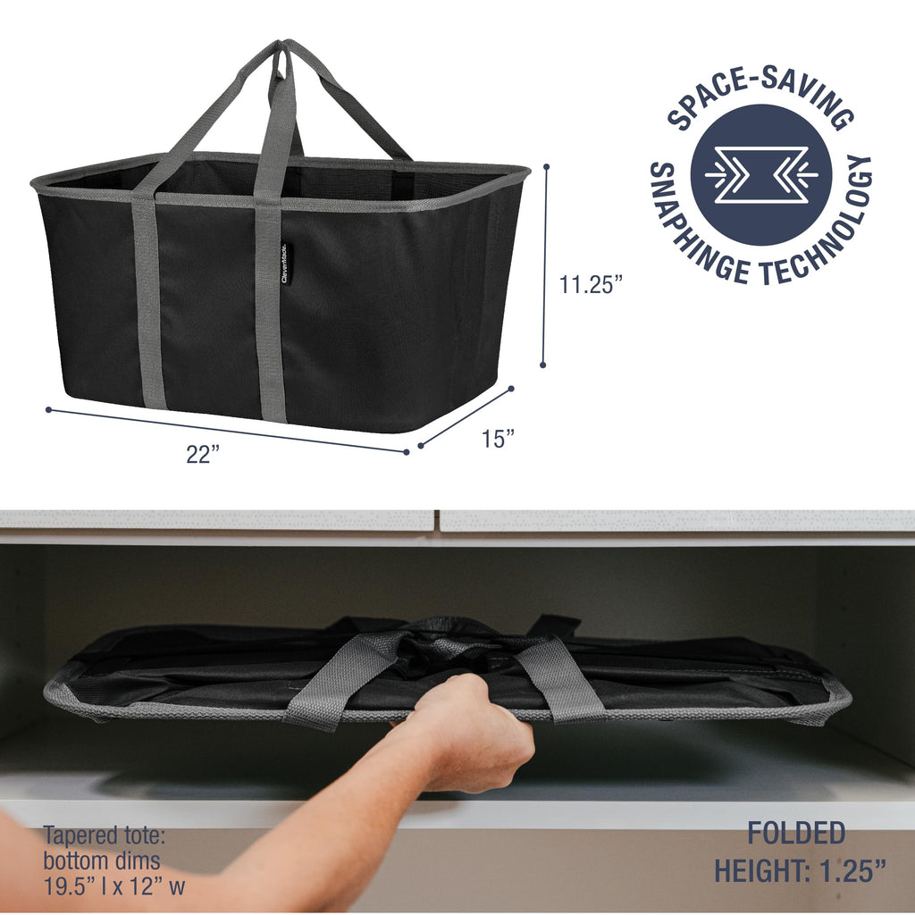 Collapsible Laundry Baskets, 50L Tote 2 Pack, Black Gray