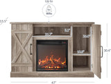 47 Inch TV Stand with 18 Inch Electric Fireplace Heater, Media Entertainment Center Console Table for TVs up to 50 Inches with Open Storage Shelves and Cabinets, Ashland Pine
