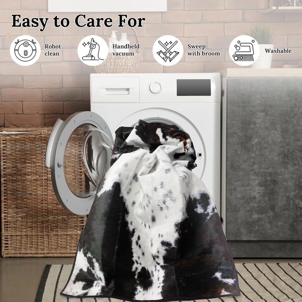 Western Area Rug Large Cow Print Non Slip Washable Rugs Ultra-Soft Low Pile Indoor Floor Mat Carpet s Playroom