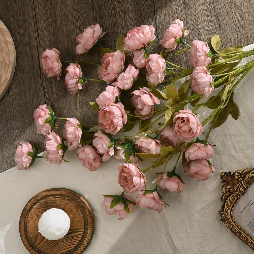 31" Peonies Artificial Flowers, Real Look Large Faux Silk Flowers with 36 Blooms for DIY Wedding Centerpieces - Set of 6