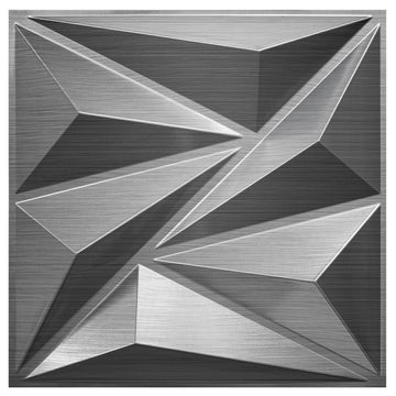 3D Wall Panels Diamond, Brushed Silver, 12''x12'', 33 Pack