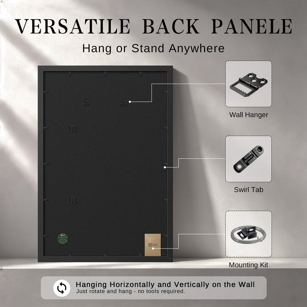 20x30 Frame, Black Wood Poster Frames for Wall Display, 2 Pack