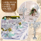 4 Pcs 5 Arm Crystal Candelabra Centerpieces for Table 27 Inch Retro Victorian Crystal Candle Holders Bowl Table