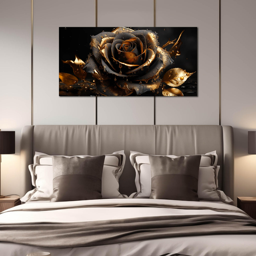 Rose Wall Art Gold Art