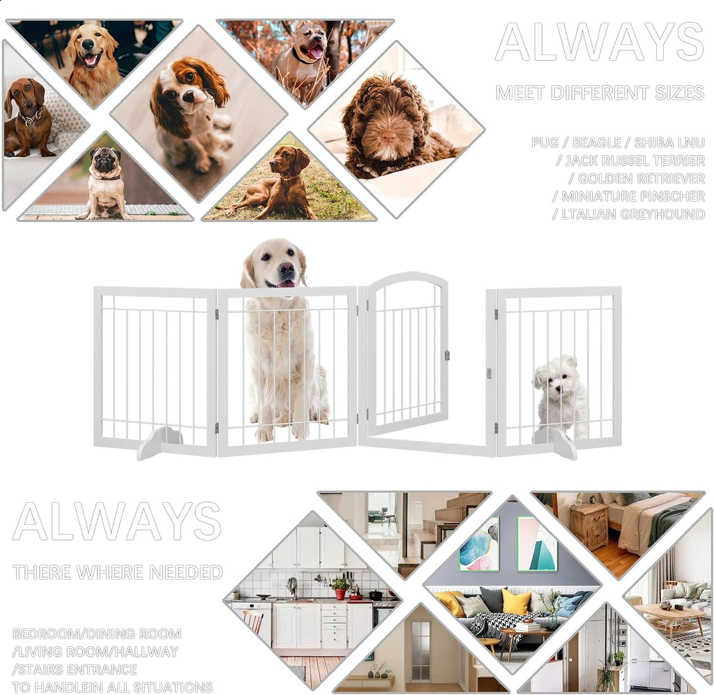 96-inch Extra Wide 30-inch Tall Dog gate with Door Walk Through, Freestanding Pet Gate for Halls, Stairs & Home, Pet