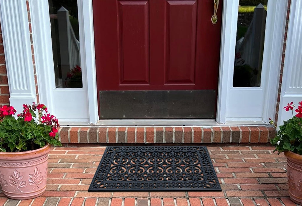 9-LB Heavy Duty Rubber Doormat 24"×36" - Won't Blow Away | Outside Front Door Mat, Mud Dirt Scraper, Non-Slip