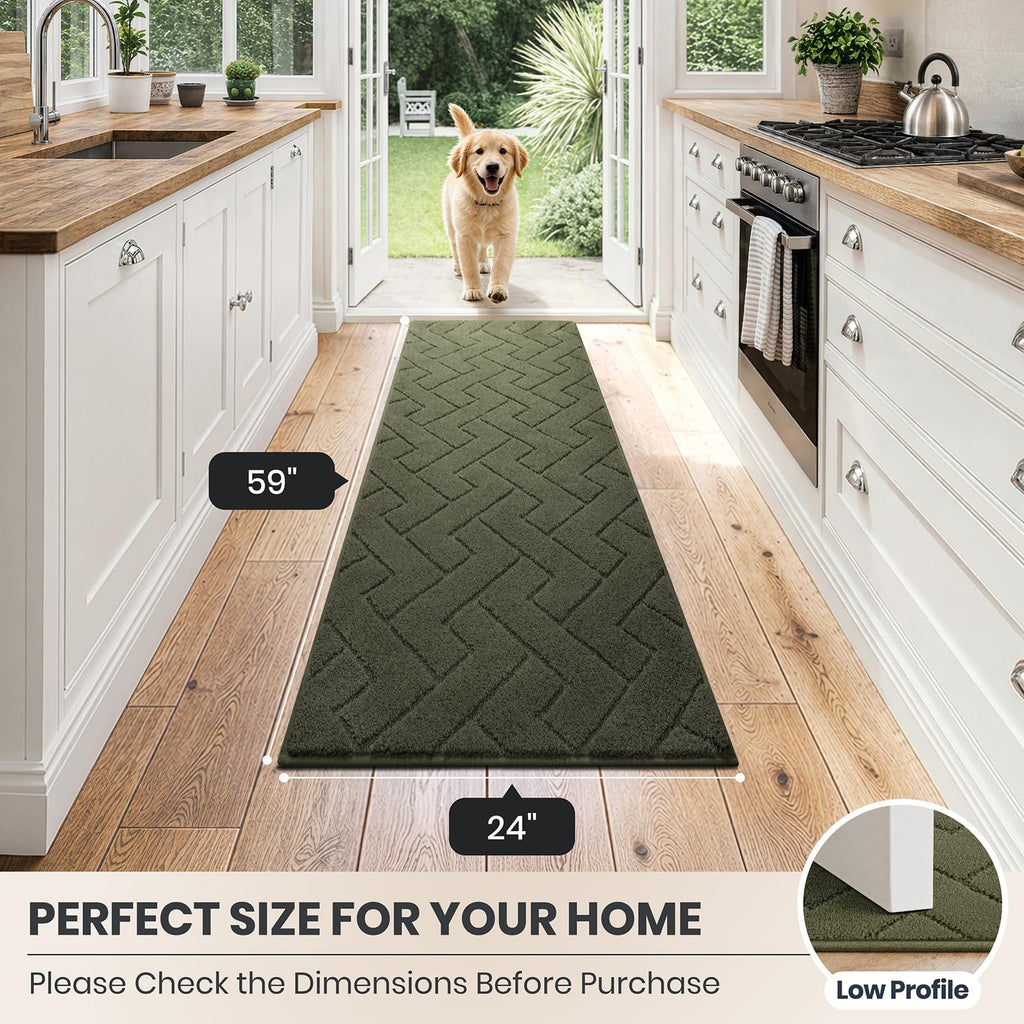 Hallway Runner Rug, 24" x 59", Sage Green