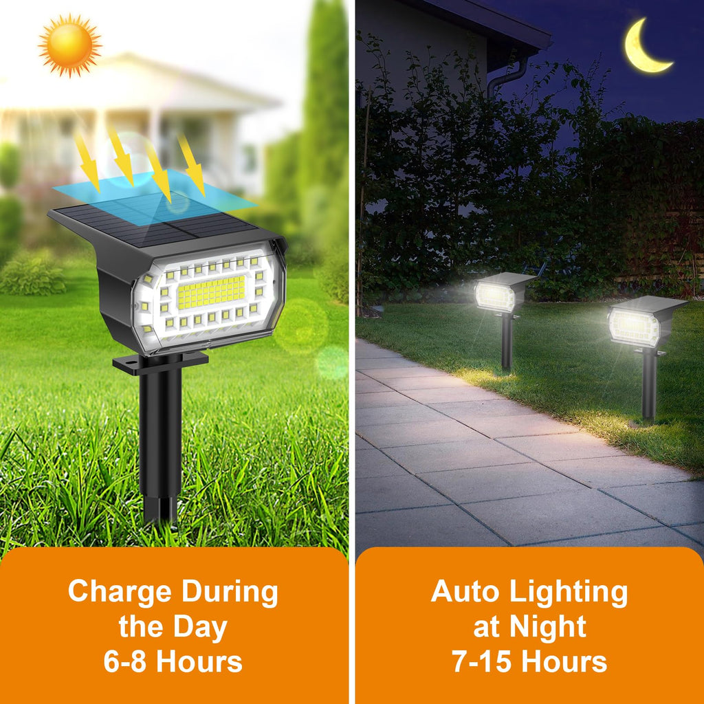 Solar Spot Lights Outdoor IP67 Waterproof, 8 Pack/76 LED, Cool White