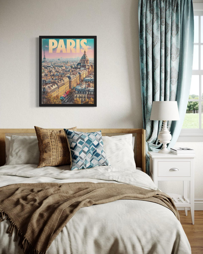 Paris, France Unframed Print Poster, Europe Vintage City Retro Photography Skyline Travel Bedroom Bathroom Living