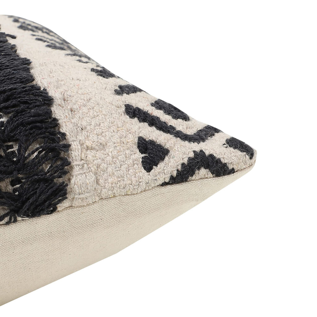 Textured Handwoven Throw Pillow Cases Geometric Craft Black