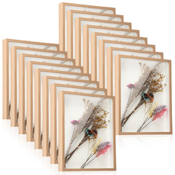 16 Pack 11 x 14 Inch Shadow Box Frame Display Cases, Light Wood