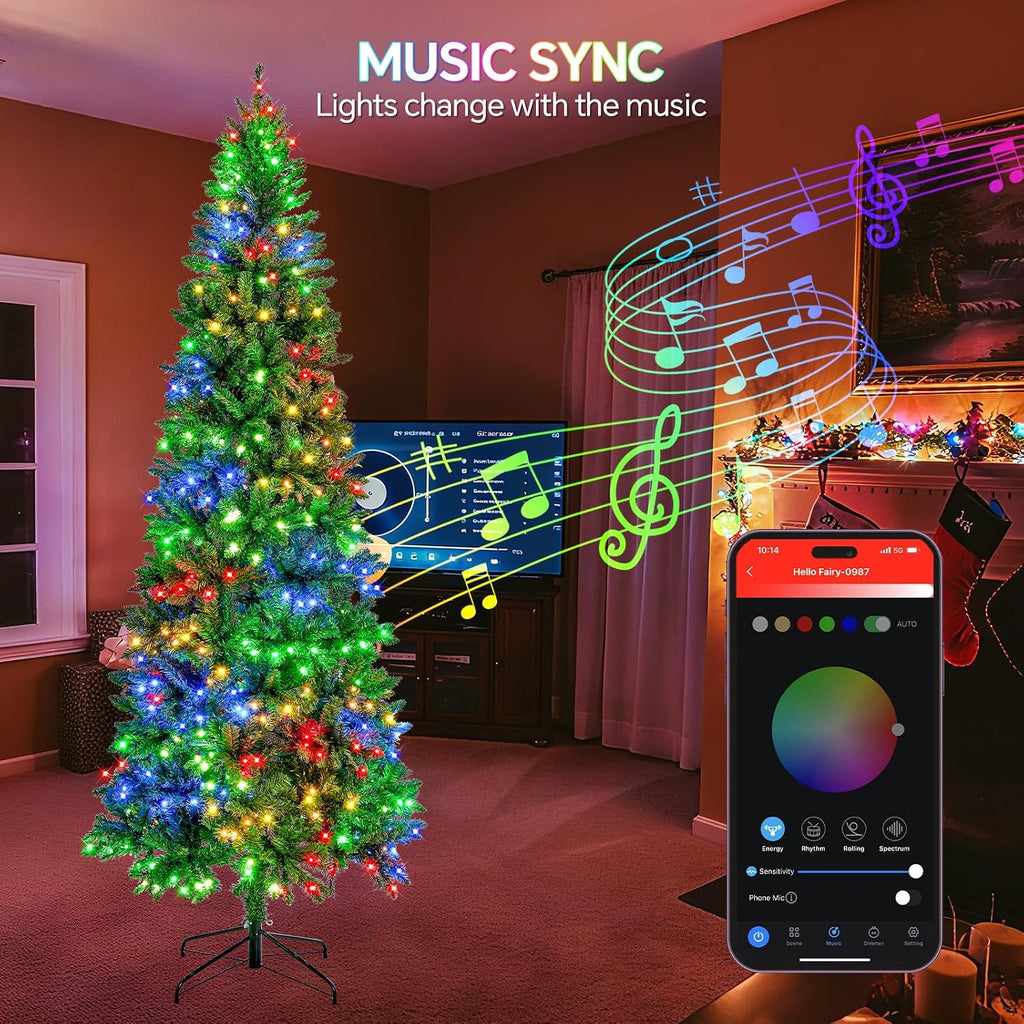 9 FT 550 LED Lights Smart Prelit Pencil Christmas Tree