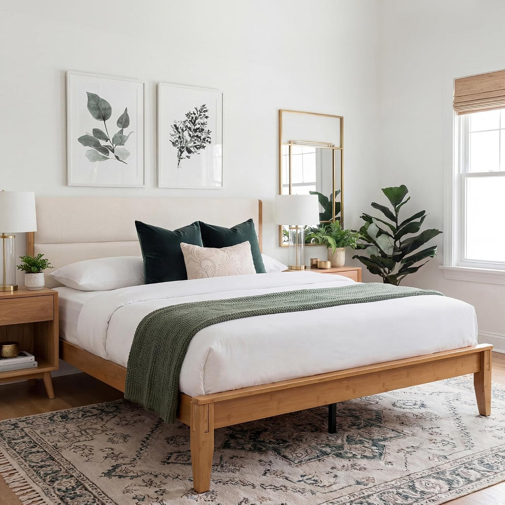 Japanese Joinery Bamboo Bed Frame King Size with Headboard