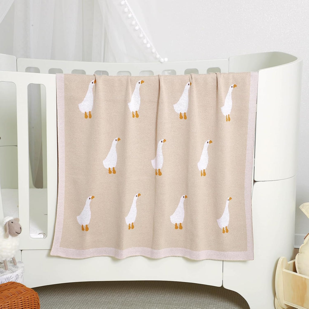 Baby Blanket Knit Receiving Boys Girls Cute Goose Blanket