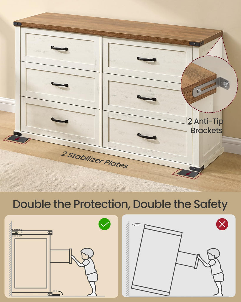 Modern 6-Drawer Dresser, Clothes Storage Cabinet