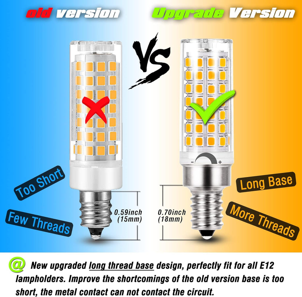 E12 C7 Dimmable Led Candelabra Bulbs 60 Watt Replacement, 2700k