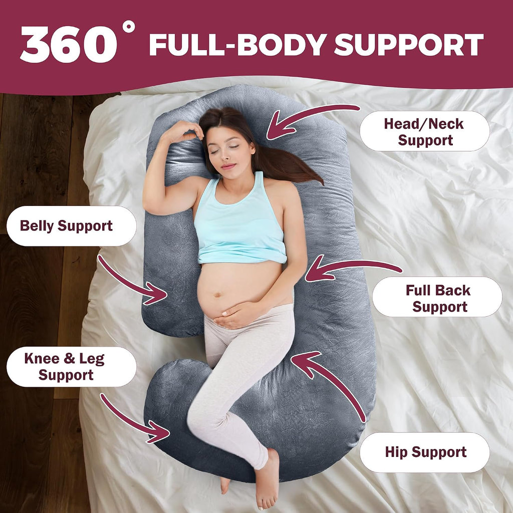 Pregnancy Pillows for Sleeping - 57-Inch Maternity Pillow for Pregnant Women with Removable Washable Cover - Support
