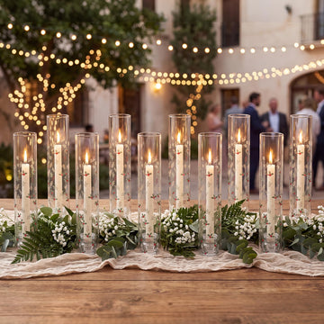 Hurricane Glass Candle Holders Set of 20 Christmas Clear Taper Candlestick