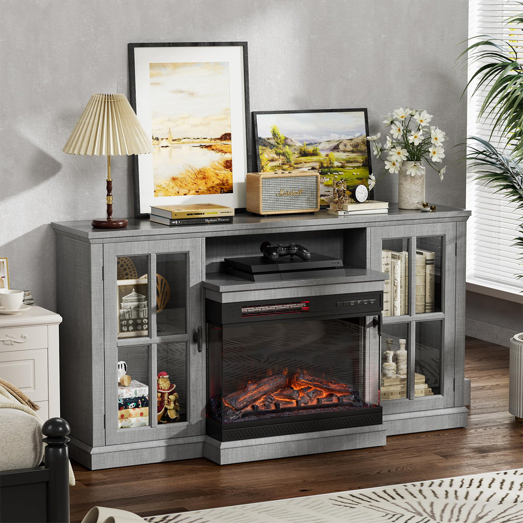 Up to 65", 3-Sided Glass, Wash Grey