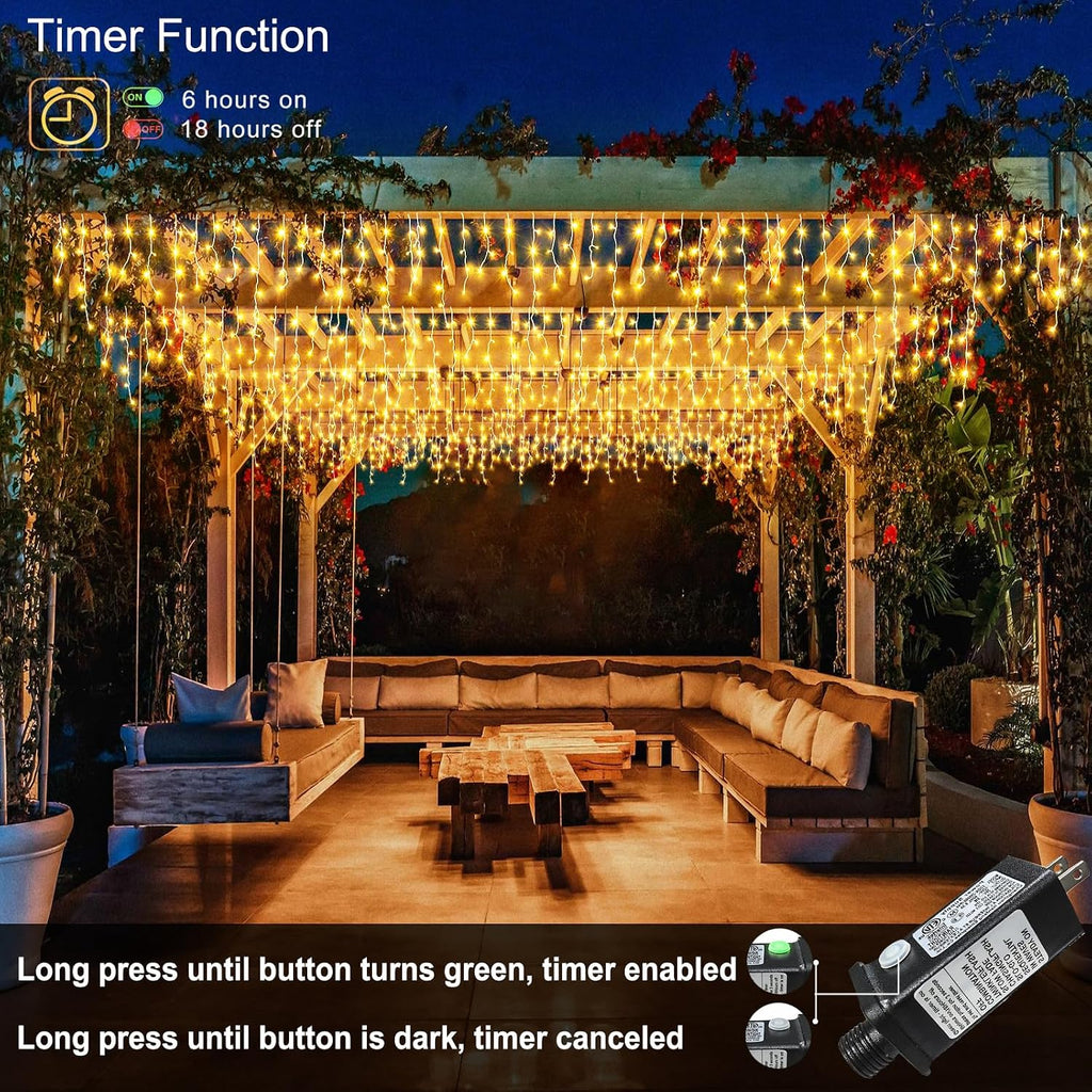 33ft 400 LED Icicle Lights for Outside Warm White Christmas Lights Outdoor