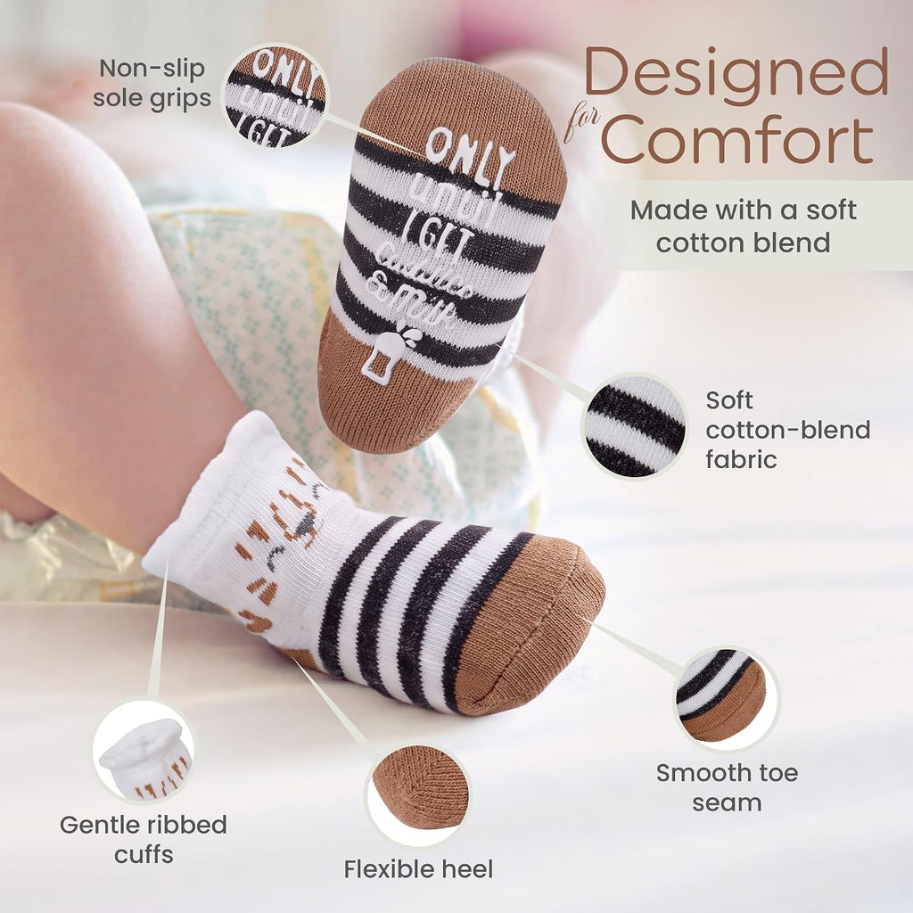 Organic Cotton Blend 8 Baby Socks 0 Non Slip Newborn Essentials