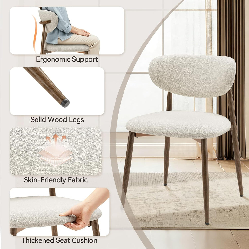 Dining Chairs Set of 4, Curved Back Kitchen Room Chairs with Metal Legs and Anti Slip Pads, Upholstered Dining Chair