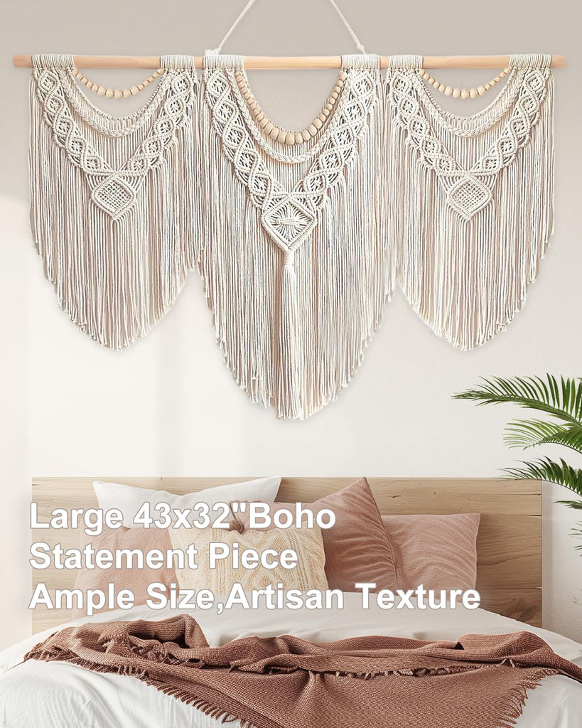 Large Macrame Wall Hanging Boho Tapestry - Big Size Wall Art Decor, Wedding, Home Decoration