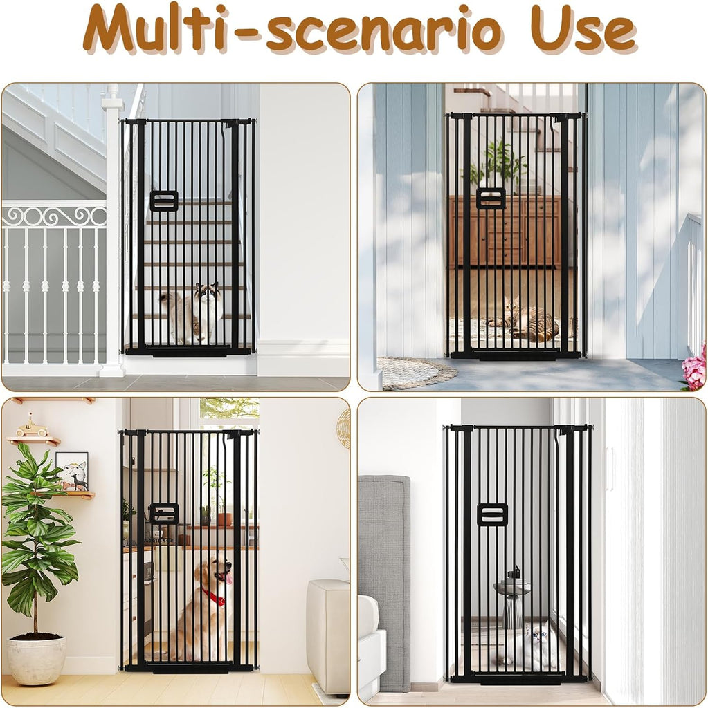 55'' Extra Tall Cat Gate, 30.1"-34.1" Wide Auto Close Tall Pet Gate for Doorways, Pressure Mounted High Dog Door Gate