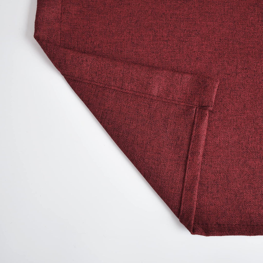 Red Tier Linen Textured Kitchen Window Curtains - 36 Inch Burgundy Cafe Curtains - Privacy Panels for Sink, Bathroom