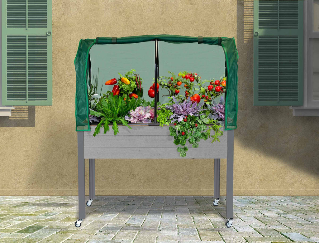 Greenhouse & Bug Cover Combo 21"W x 47"L x 24"H - Includes 1 Frame & 2 Interchangeable Covers. Planter NOT Included
