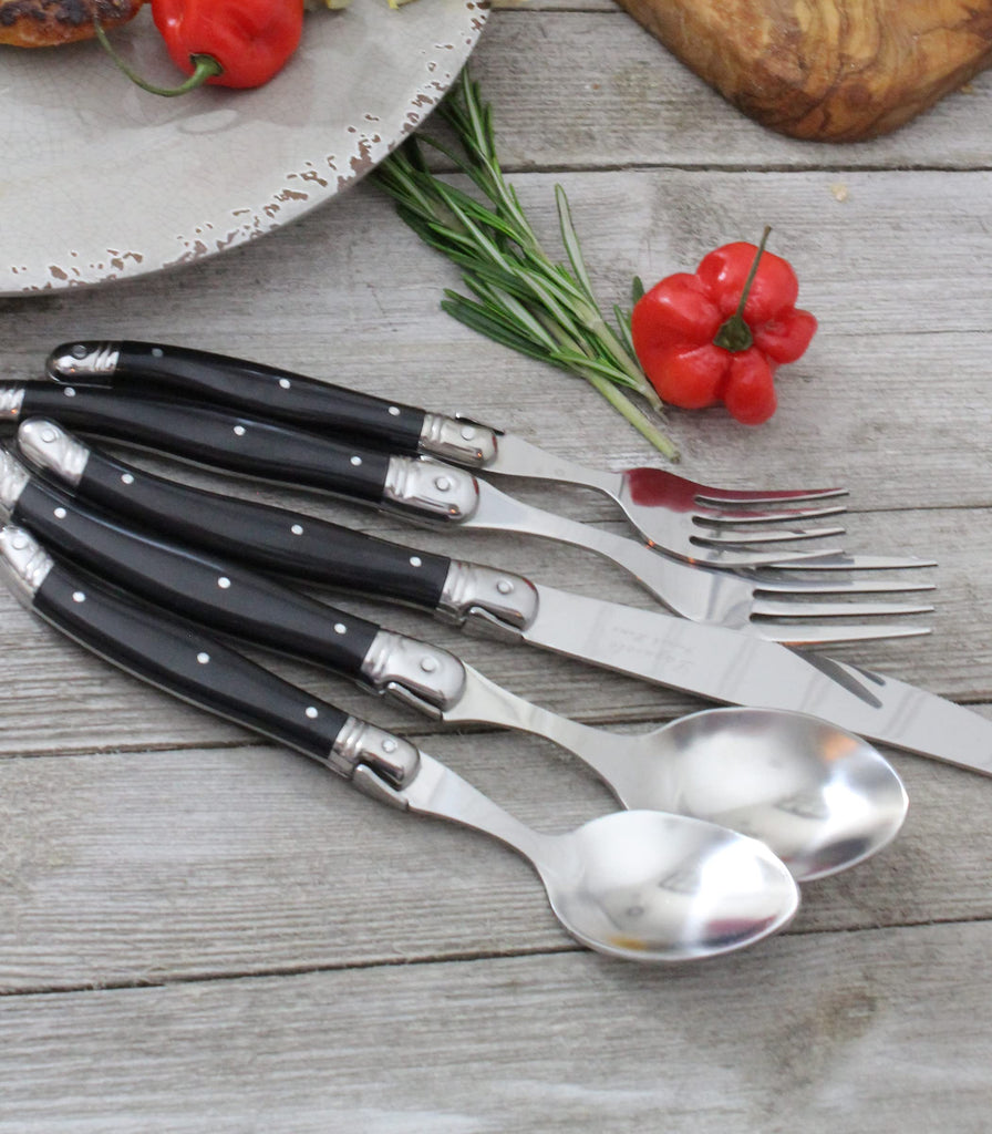 Laguiole 20 Piece Stainless Steel Flatware Set, Black Onyx