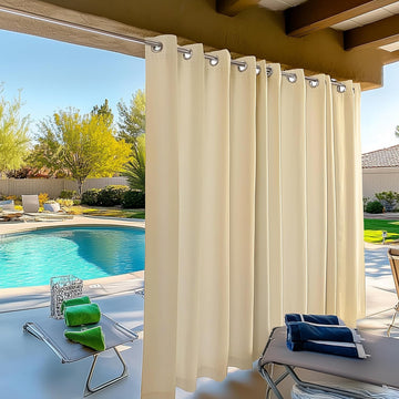 Outdoor Curtains Waterproof - 300 GSM Block Sunlight Thermal Insulated Privacy Assured Thick Outside Curtains for