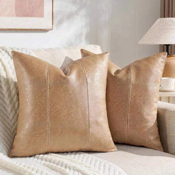 Tan 26x26 Pillow Covers Set of 2, Euro Pillow Covers, Big Throw Pillow Covers for Couch Bed Bedroom Living Room