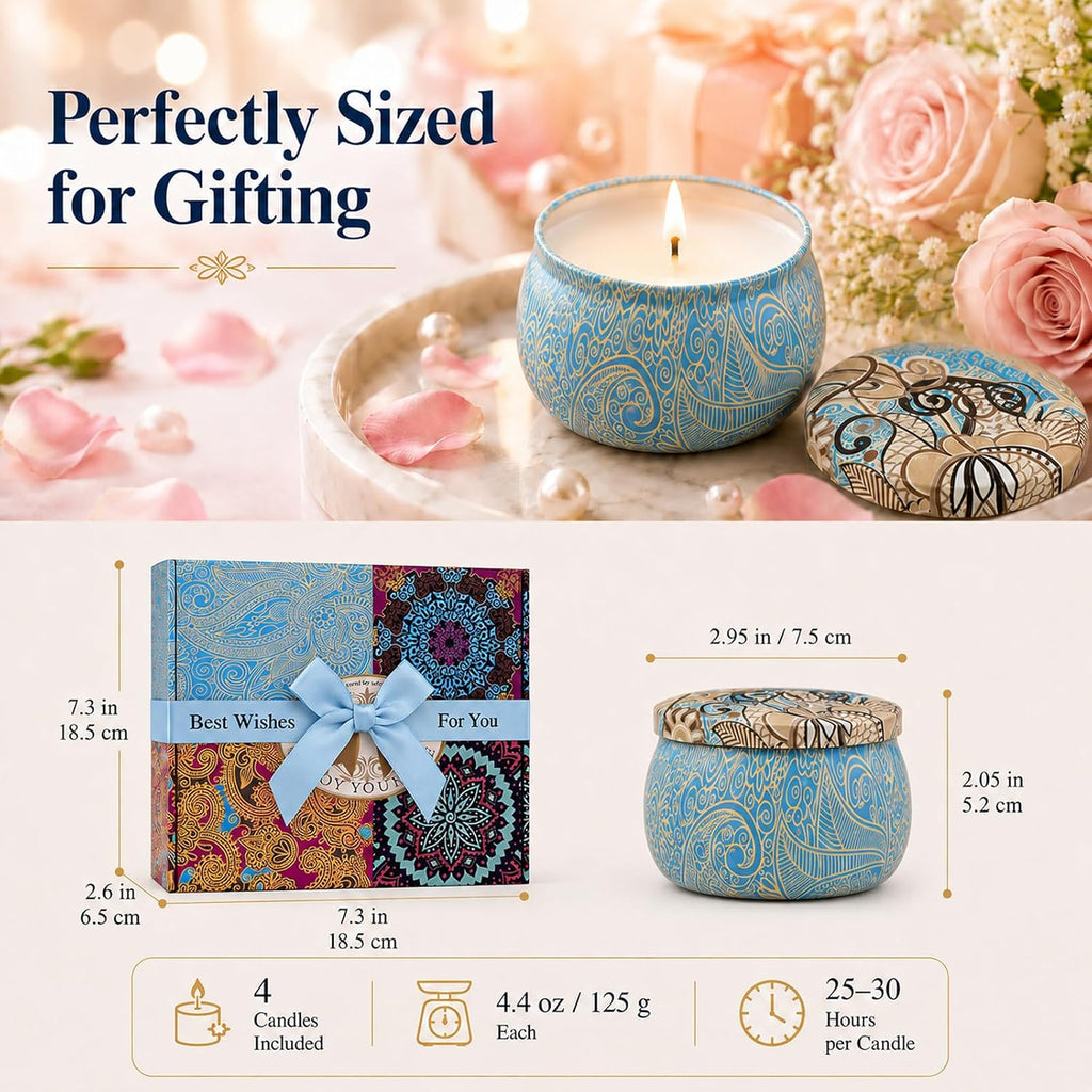 Scented Candles Gift Set for Women, 4 Pack Soy Wax Candles Scented - Set of 4