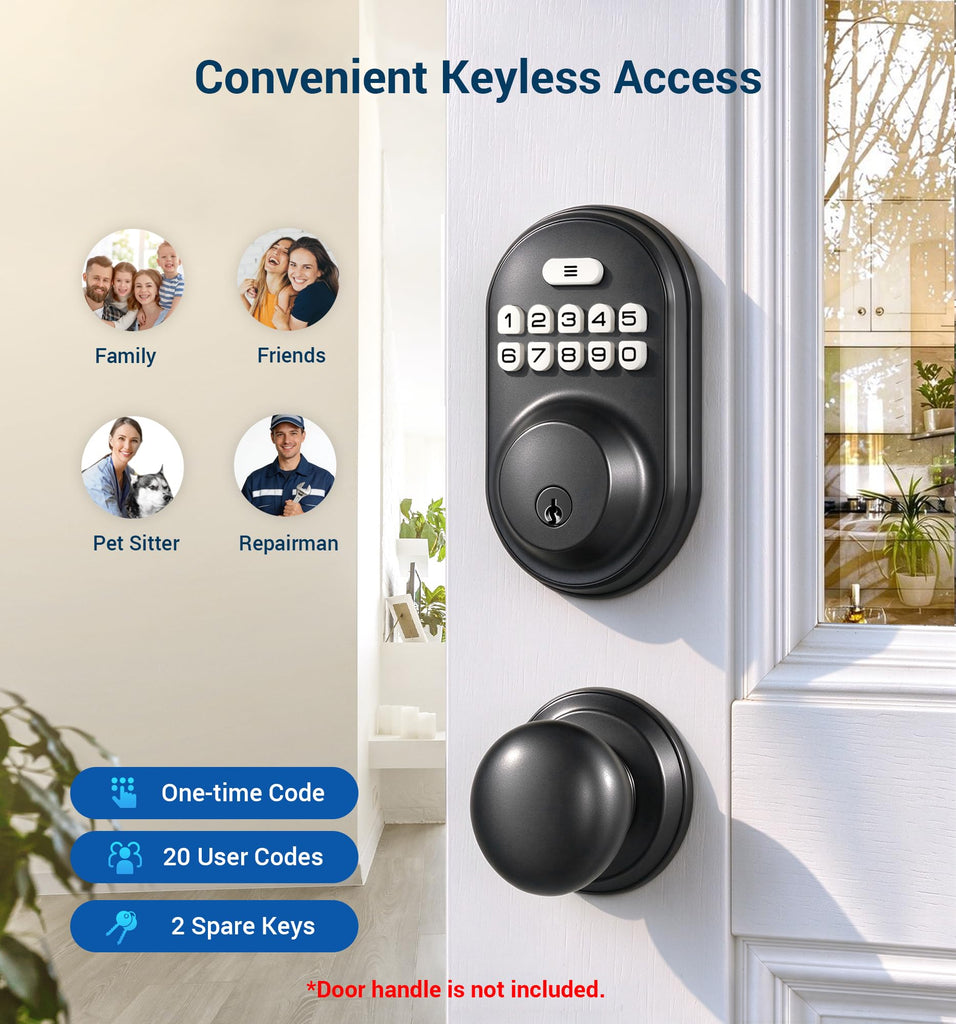 RZ-A Electronic Keypad Deadbolt Door Lock, Matte Black