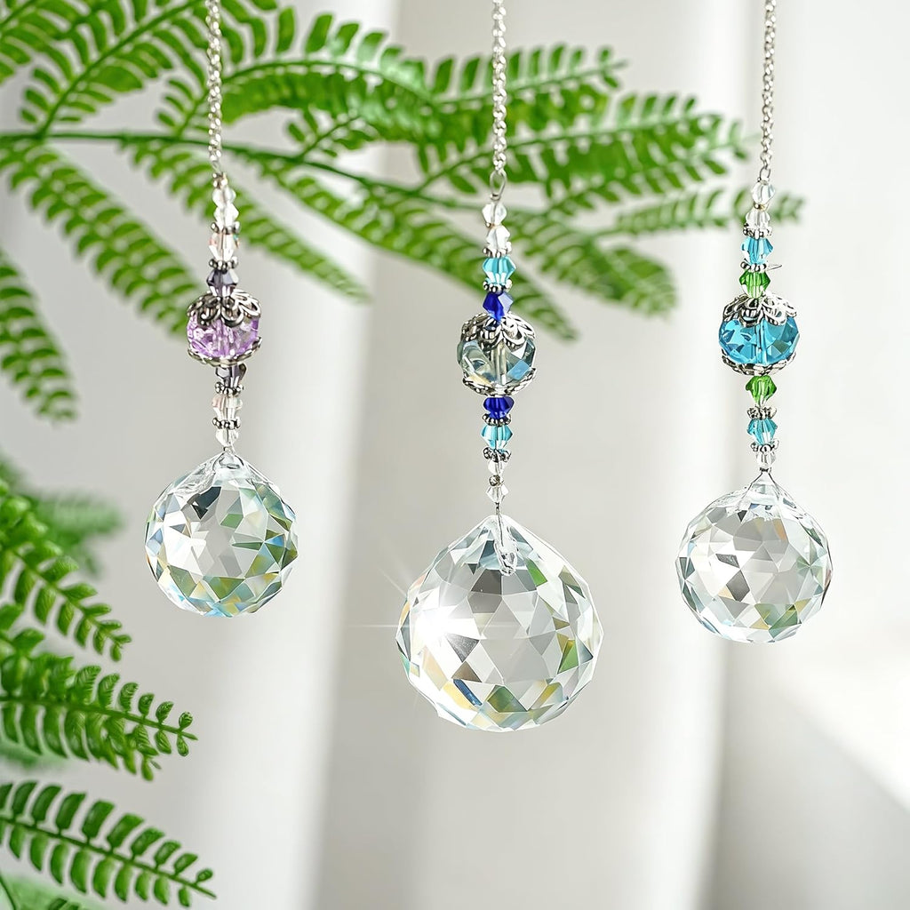 3 Pcs Clear Crystal Ball Prism Suncatcher Rainbow Maker Window Decor - Clear Crystal Ball Prism Suncatcher Rainbow