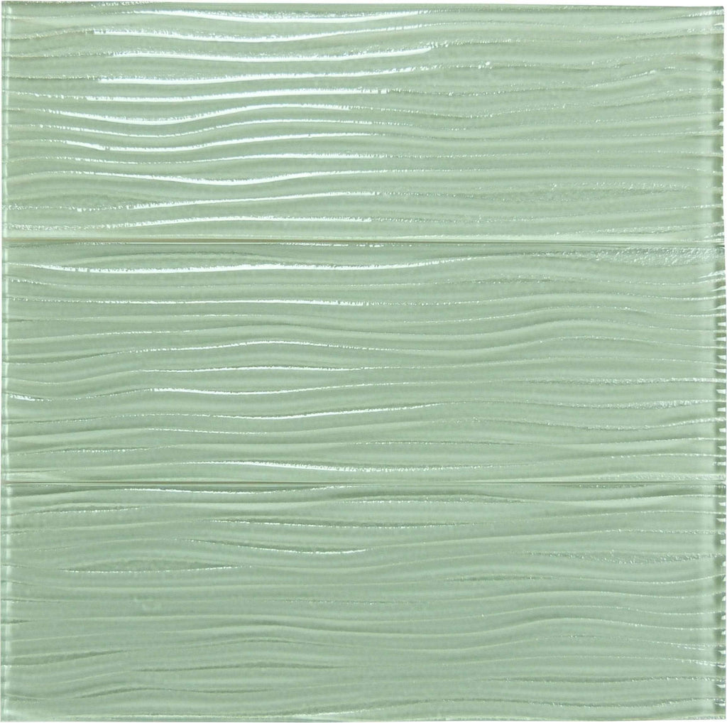 Oasis Tile Ocean Spray Green Wave | 4x12 Glossy Glass Subway Tile