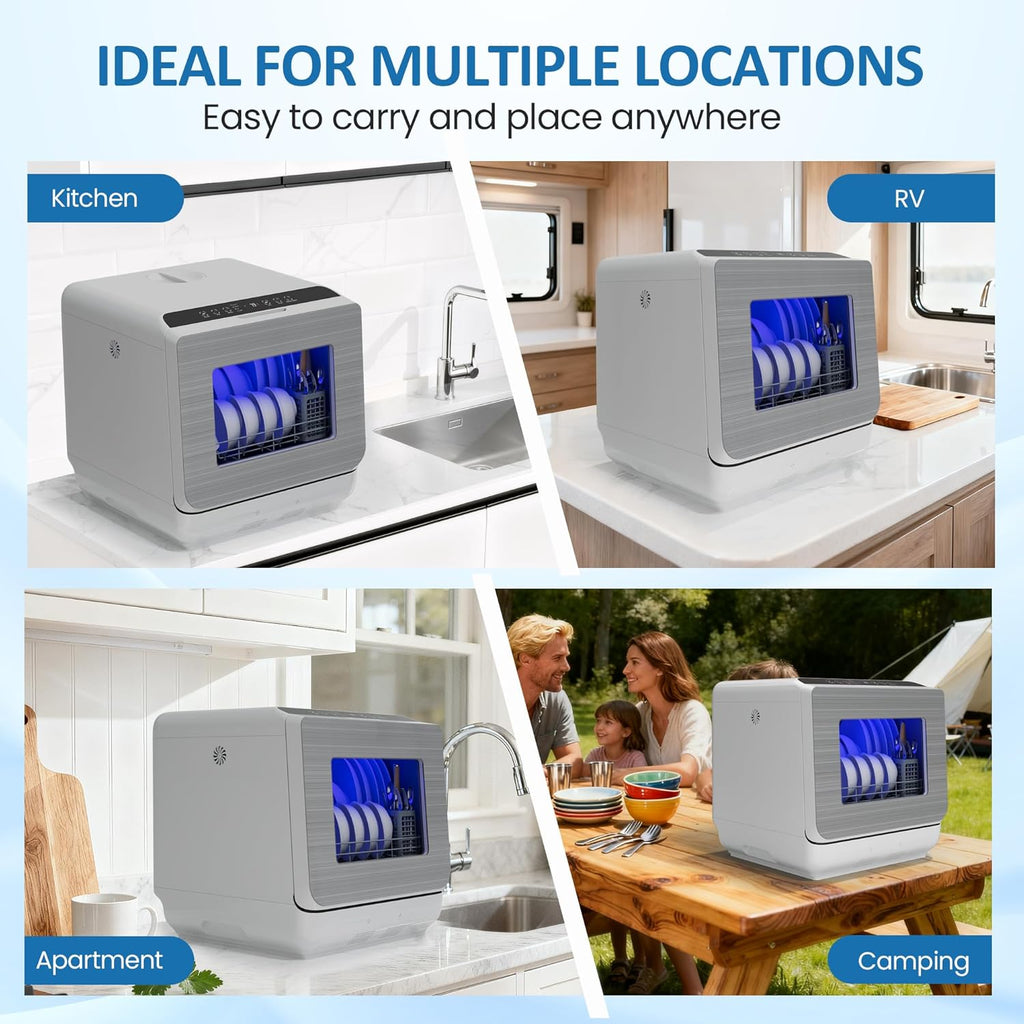 18" Portable Countertop Dishwasher with 152OZ Water Tank, 6 Preset Mode, Dishwasher Machine fits up to 12" plates