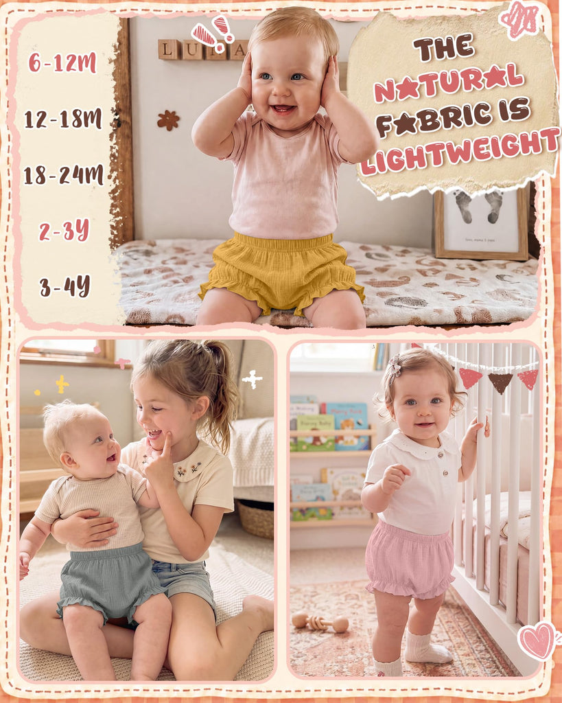 3 Pack 100% Cotton Toddler Bloomers, Color