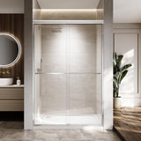 44-48" W x 72" H Semi-Frameless Bypass Sliding Shower Door, Easy-to-Clean Treated Clear Tempered Glass, Polished Chrome